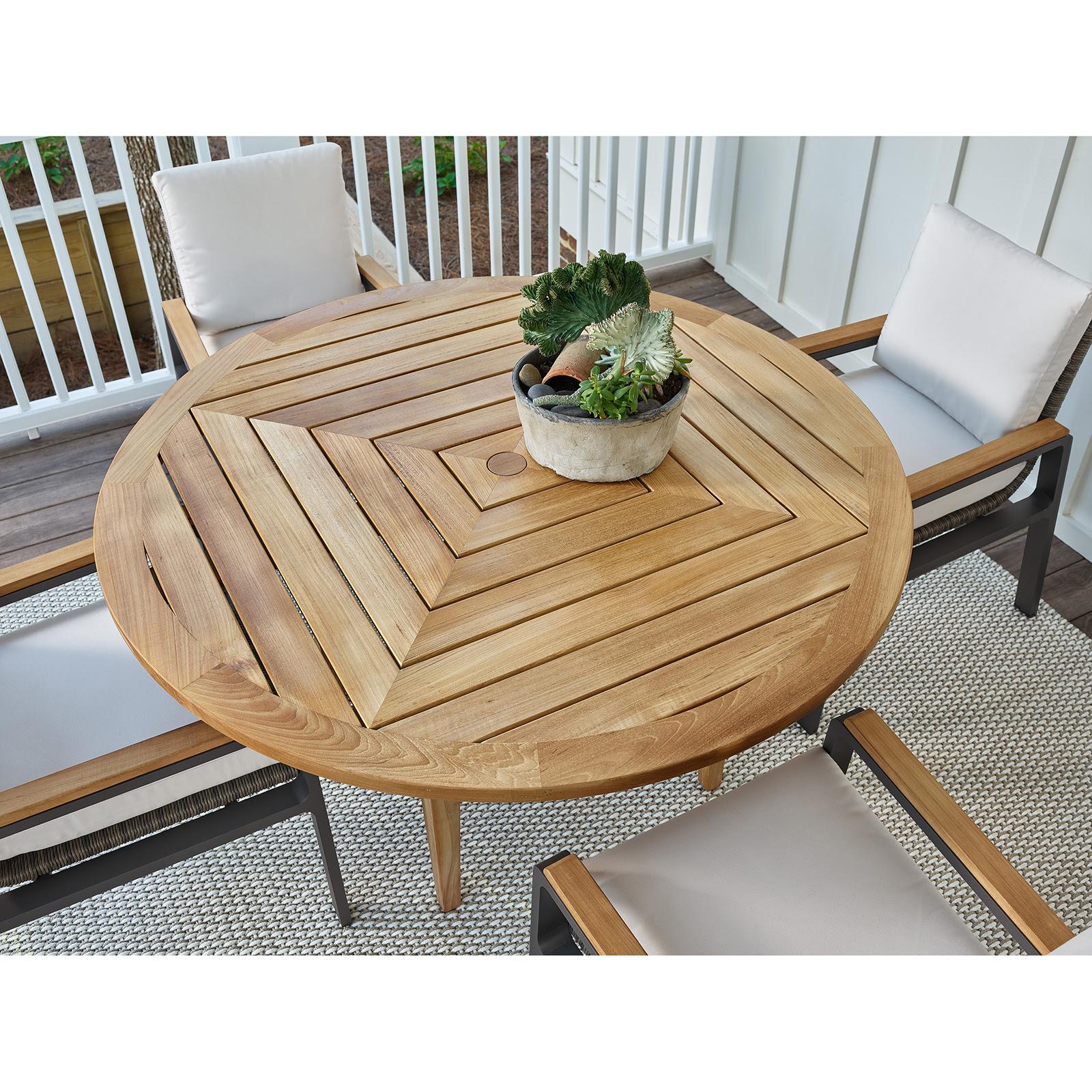 Teak wood round outlet dining table